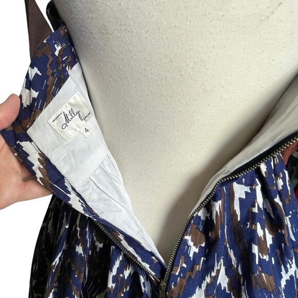 MILLY of NEW YORK Vintage Women’s Fit and Flare Navy and Brown Dress - Picture 8 of 8